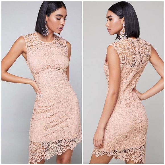 bebe Dresses & Skirts - NWT Bebe Blush Lace Asymmetric Dress Mini Size 4